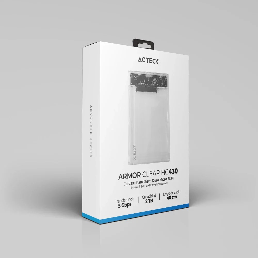 Imagen ENCLOSURE USB 3.0 DE 2.5" ACTECK ARMOR HC430 MICRO B A USB